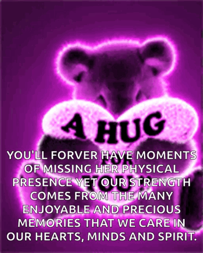 A Picture Of A Teddy Bear With A Quote That Says A Hug GIF