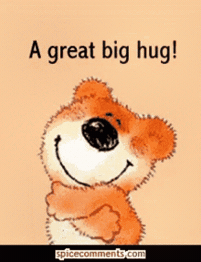 A Picture Of A Teddy Bear With The Words A Great Big Hug Below It GIF