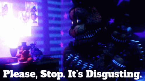 A Picture Of A Teddy Bear With The Words Please Stop It 'S Disgusting GIF