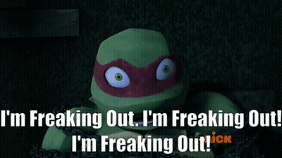 A Picture Of A Teenage Mutant Ninja Turtle With The Caption I 'M Freaking Out I 'M Freaking Out GIF