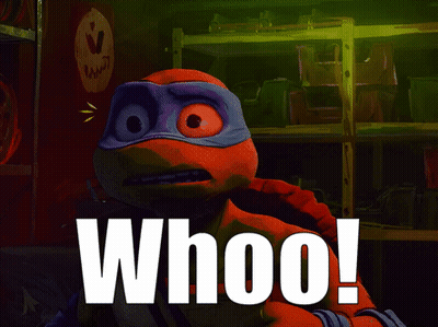 A Picture Of A Teenage Mutant Ninja Turtle With The Word Whoo On It GIF