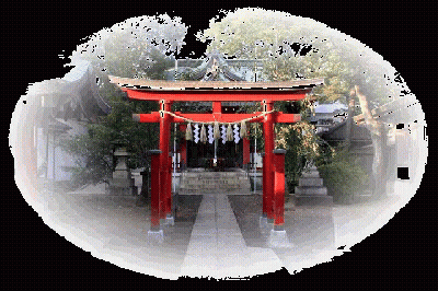 A Picture Of A Temple With A Torii Gate GIF