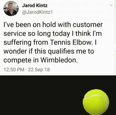 A Picture Of A Tennis Ball Next To A Tweet By Jarod Kintz GIF