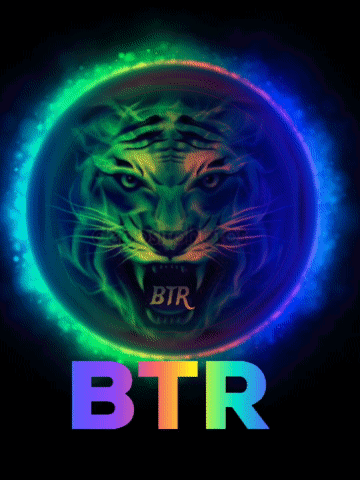 A Picture Of A Tiger With The Word Btr On It GIF