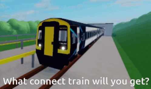 A Picture Of A Train With The Words What Connect Train Will You Get Below It GIF