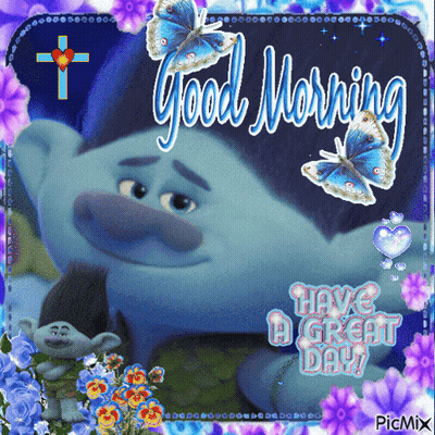A Picture Of A Troll With The Words Good Morning Have A Great Day On It GIF