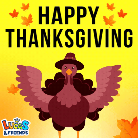 A Picture Of A Turkey With The Words Happy Thanksgiving Written Above It GIF