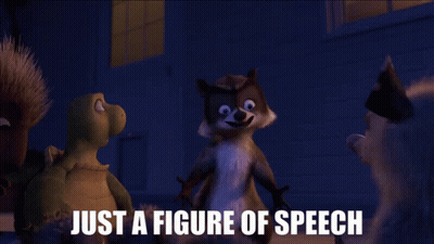 A Picture Of A Turtle A Raccoon And A Squirrel With Just A Figure Of Speech Written Below Them GIF