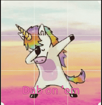 A Picture Of A Unicorn Dancing With The Words Dab On Em Written Below It GIF