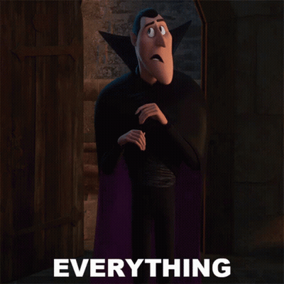 A Picture Of A Vampire With The Word Everything Behind Him GIF