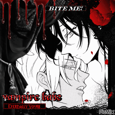 A Picture Of A Vampire With The Words Bite Me Vampire Babe Eternally Yours On It GIF
