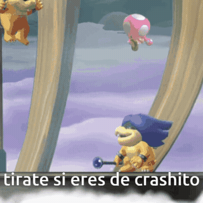 A Picture Of A Video Game Character With The Words Tirate Si Eres De Crashito On The Bottom GIF