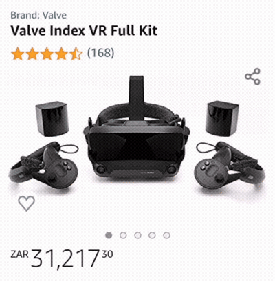 A Picture Of A Virtual Reality Headset With A Price Of 31,217.30 GIF