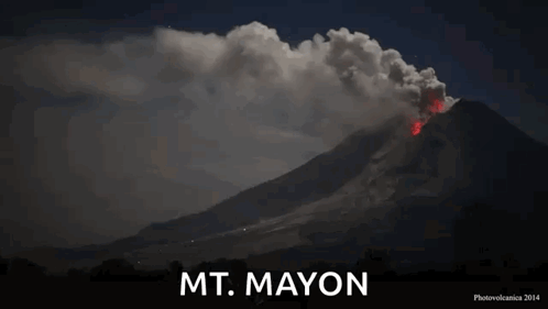 A Picture Of A Volcano With The Words Mt. Mayon On The Bottom GIF