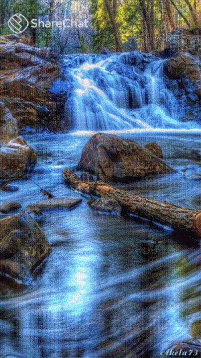 A Picture Of A Waterfall With The Name Akela 73 On The Bottom GIF