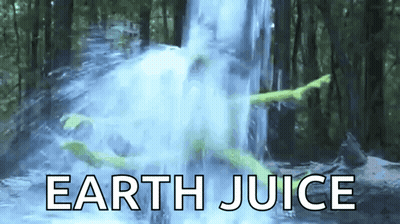 A Picture Of A Waterfall With The Words Earth Juice GIF
