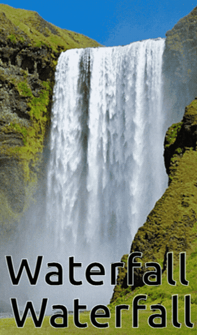 A Picture Of A Waterfall With The Words Waterfall Waterfall GIF