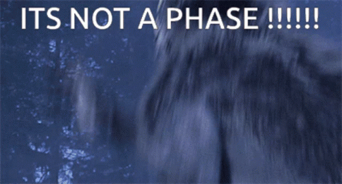 A Picture Of A Werewolf With The Words " It 'S Not A Phase " On The Bottom GIF