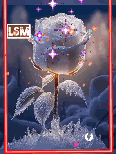 A Picture Of A White Rose With A Lsm Logo In The Corner GIF
