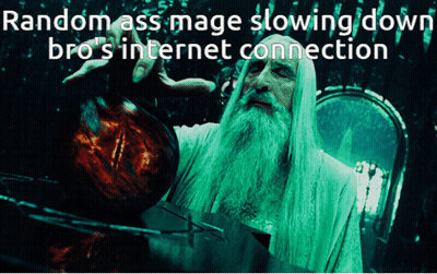 A Picture Of A Wizard With The Words Random Ass Mage Slowing Down Bro 'S Internet Connection On The Bottom GIF