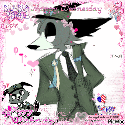 A Picture Of A Wolf In A Suit And Tie With The Words Happy Wednesday Written On It GIF