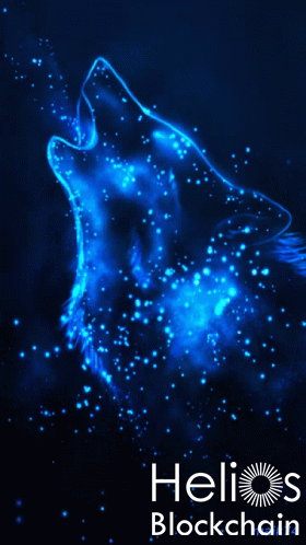 A Picture Of A Wolf With Helios Blockchain Written On It GIF