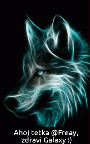 A Picture Of A Wolf With The Words Ahoj Tetka @ Freak Zdraví Galaxy Below It GIF