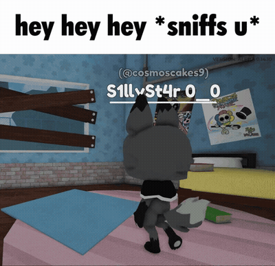 A Picture Of A Wolf With The Words Hey Hey Sniffs U On Top GIF