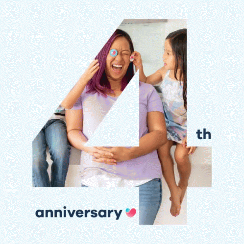 A Picture Of A Woman And A Child With The Number 4 In The Background GIF