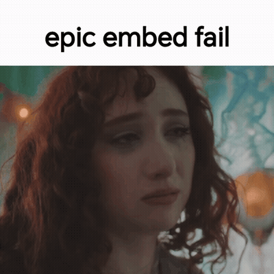 A Picture Of A Woman Crying With The Words Epic Embed Fail Above Her GIF