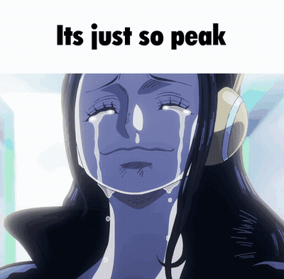 A Picture Of A Woman Crying With The Words It 'S Just So Peak GIF