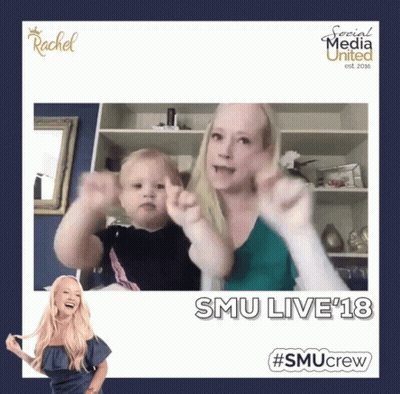 A Picture Of A Woman Holding A Baby With Smu Live 18 Written On The Bottom GIF