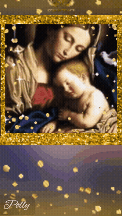 A Picture Of A Woman Holding A Baby With The Name Polly On The Bottom Right GIF