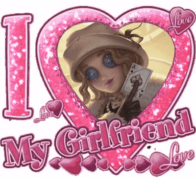 A Picture Of A Woman Holding A Card With The Words " I Love My Girlfriend " Below It GIF