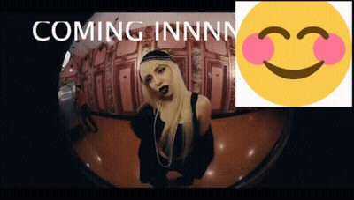 A Picture Of A Woman Next To A Smiley Face That Says Coming Innnnn GIF