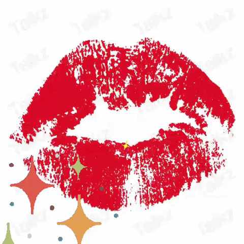 A Picture Of A Woman 'S Lips With Hearts Around It And The Words " Muah Muah " GIF
