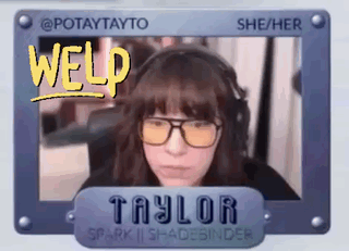 A Picture Of A Woman Wearing Glasses And Headphones With The Name Taylor On The Bottom GIF
