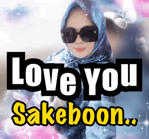 A Picture Of A Woman Wearing Sunglasses And A Scarf With The Words " Love You Sakeboon " GIF