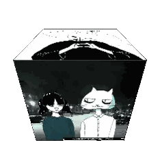 A Picture Of A Woman With A Cat And A Crescent Moon Sticker