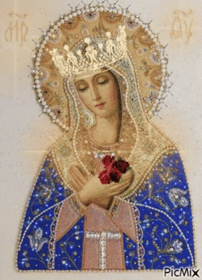 A Picture Of A Woman With A Crown On Her Head And A Rose In Her Hand With Picmix Written Below It GIF