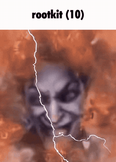 A Picture Of A Woman With A Lightning Bolt Behind Her And The Words Rootkit ( 10 ) On The Bottom GIF