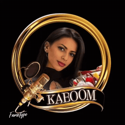A Picture Of A Woman With A Microphone And The Words Kaboom Cocoap Quee GIF