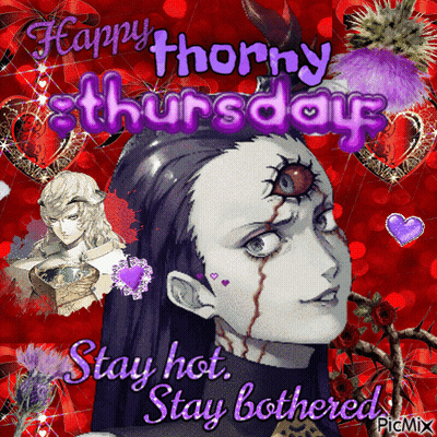 A Picture Of A Woman With A Third Eye And The Words Happy Thorny Thursday GIF