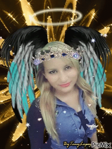 A Picture Of A Woman With Angel Wings And A Halo By Tony Lopey Picmix GIF