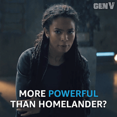 A Picture Of A Woman With Dreadlocks And The Words More Powerful Than Homelander GIF