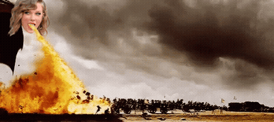 A Picture Of A Woman With Fire Coming Out Of Her Mouth With Trees In The Background GIF