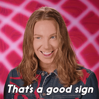 A Picture Of A Woman With Long Hair And The Words That 'S A Good Sign GIF