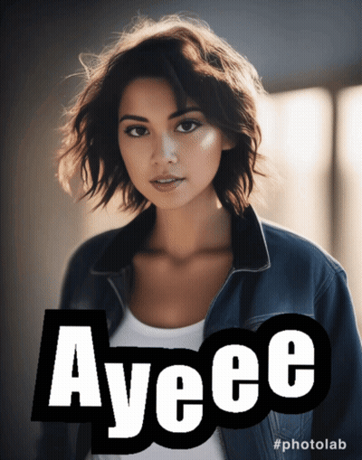 A Picture Of A Woman With The Name Ayeee GIF
