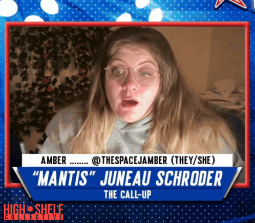A Picture Of A Woman With The Name Juneau Schröder On It GIF