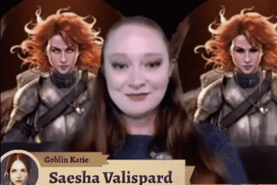 A Picture Of A Woman With The Name Saesha Valispard On The Bottom GIF